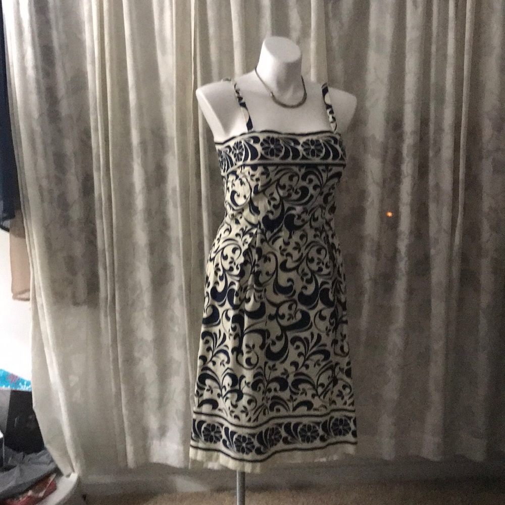 Blue and cream spaghetti strap dress - Size 12